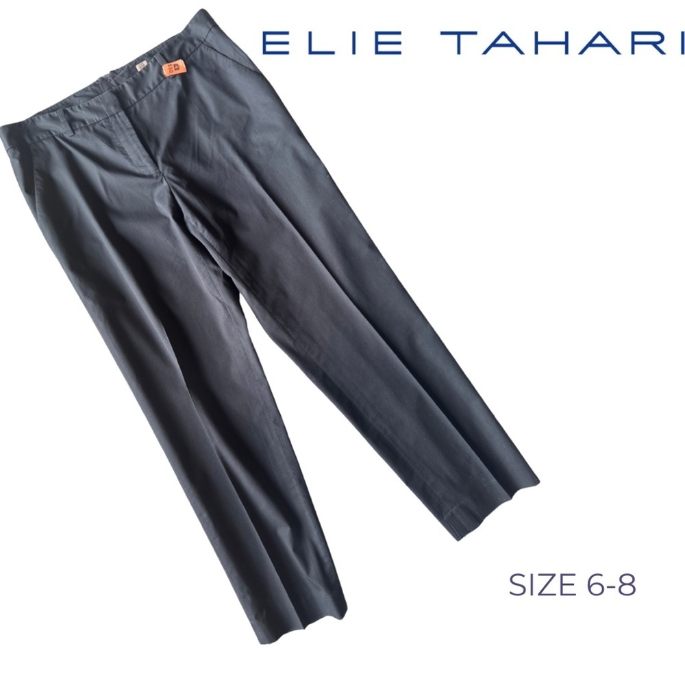 Elie Tahari Black Career Straight Leg Slacks Trousers 6 Medium M EUC